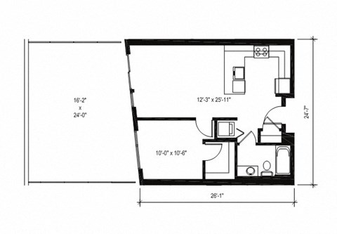 Stack House Apartments in Seattle, Washington 1x1 Floor Plan